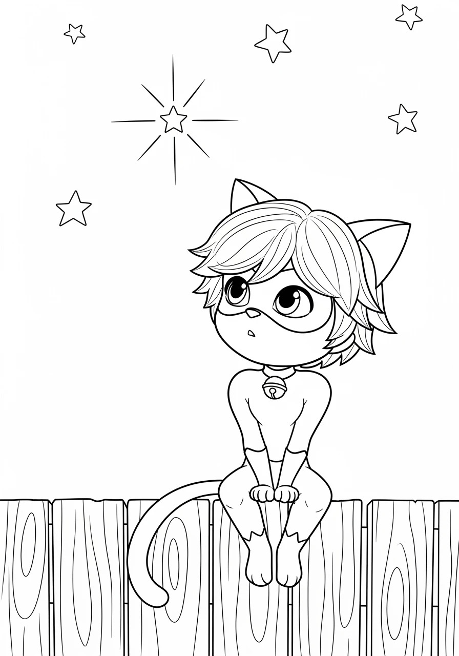Chibi Cat Noir unter Sternen