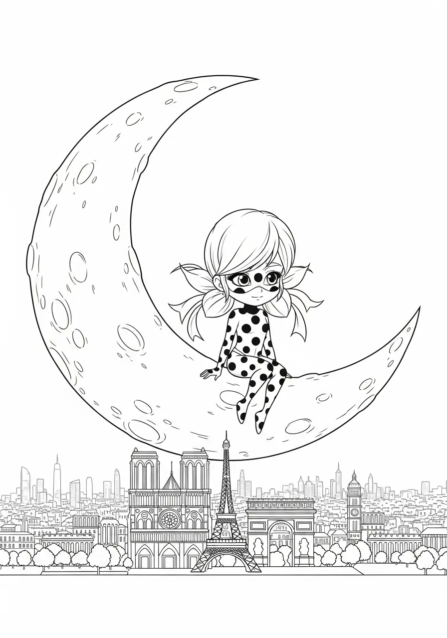 Chibi Ladybug auf dem Mond