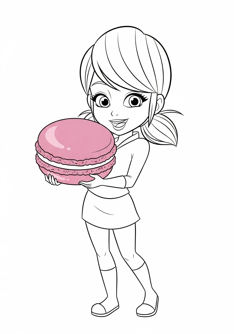 Chibi Marinette mit riesigem Macaron