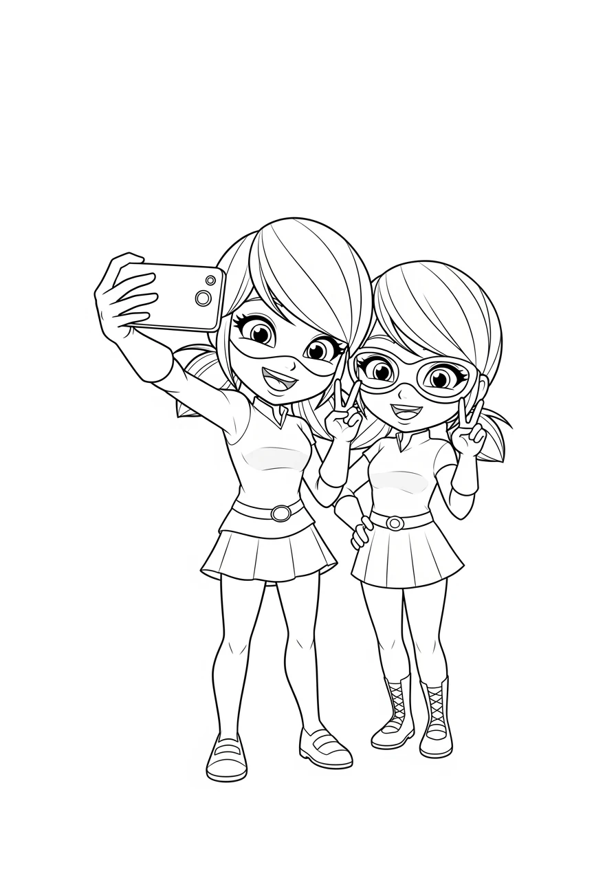 Chibi Marinette und Alya Selfies