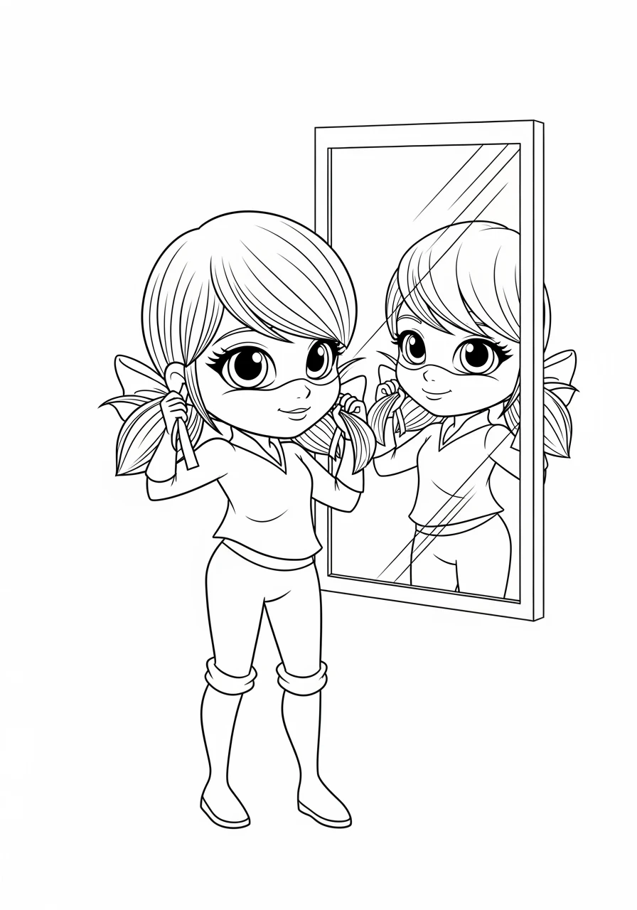 Chibi Marinette vor dem Spiegel