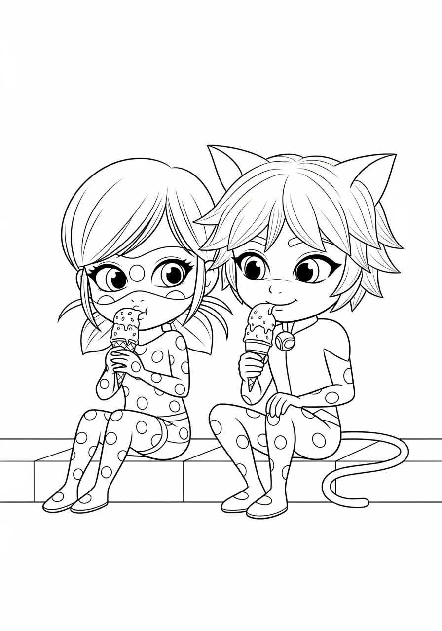 Ladybug und Cat Noir essen Eis