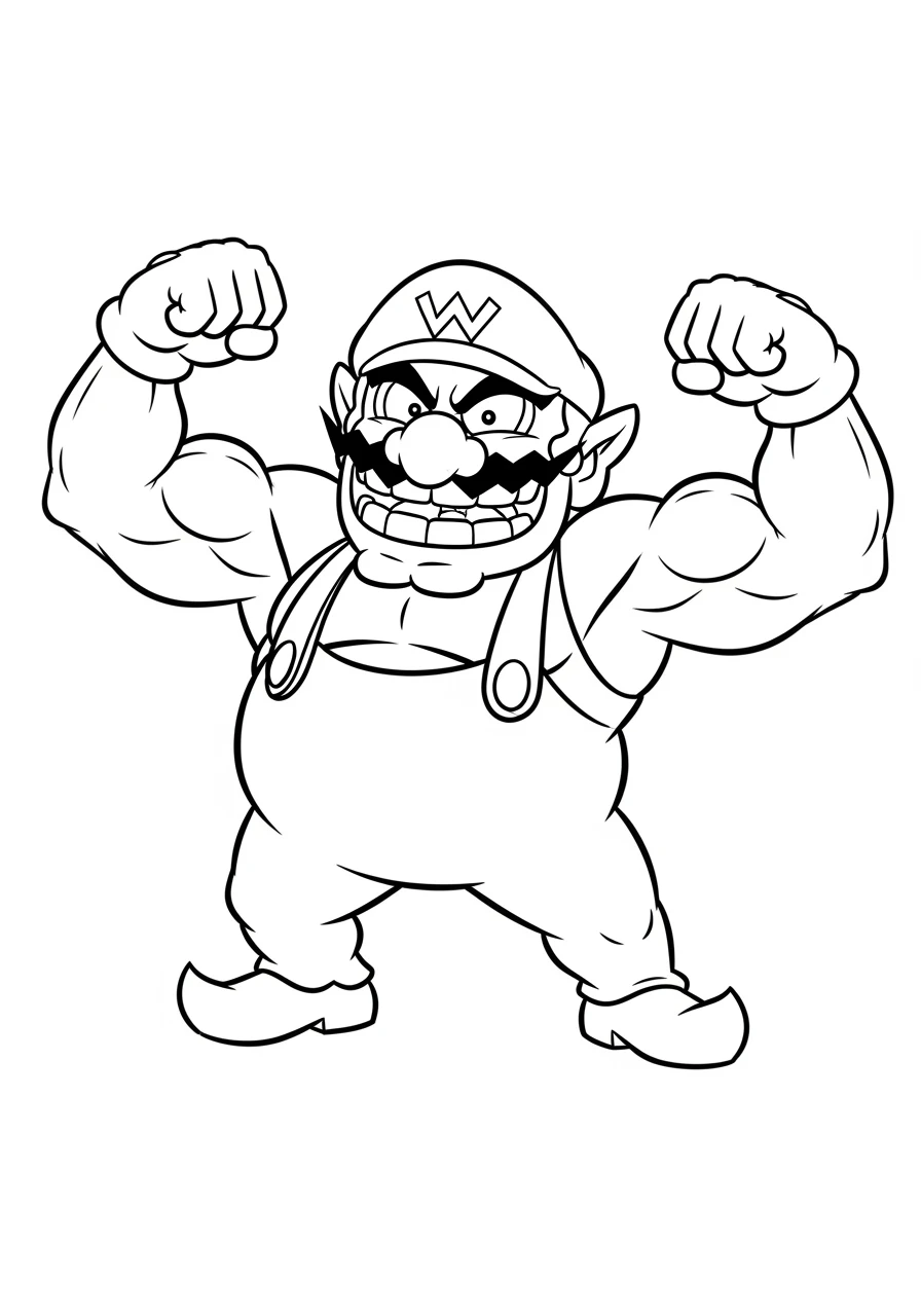 Wario zeigt seine starken Muskeln