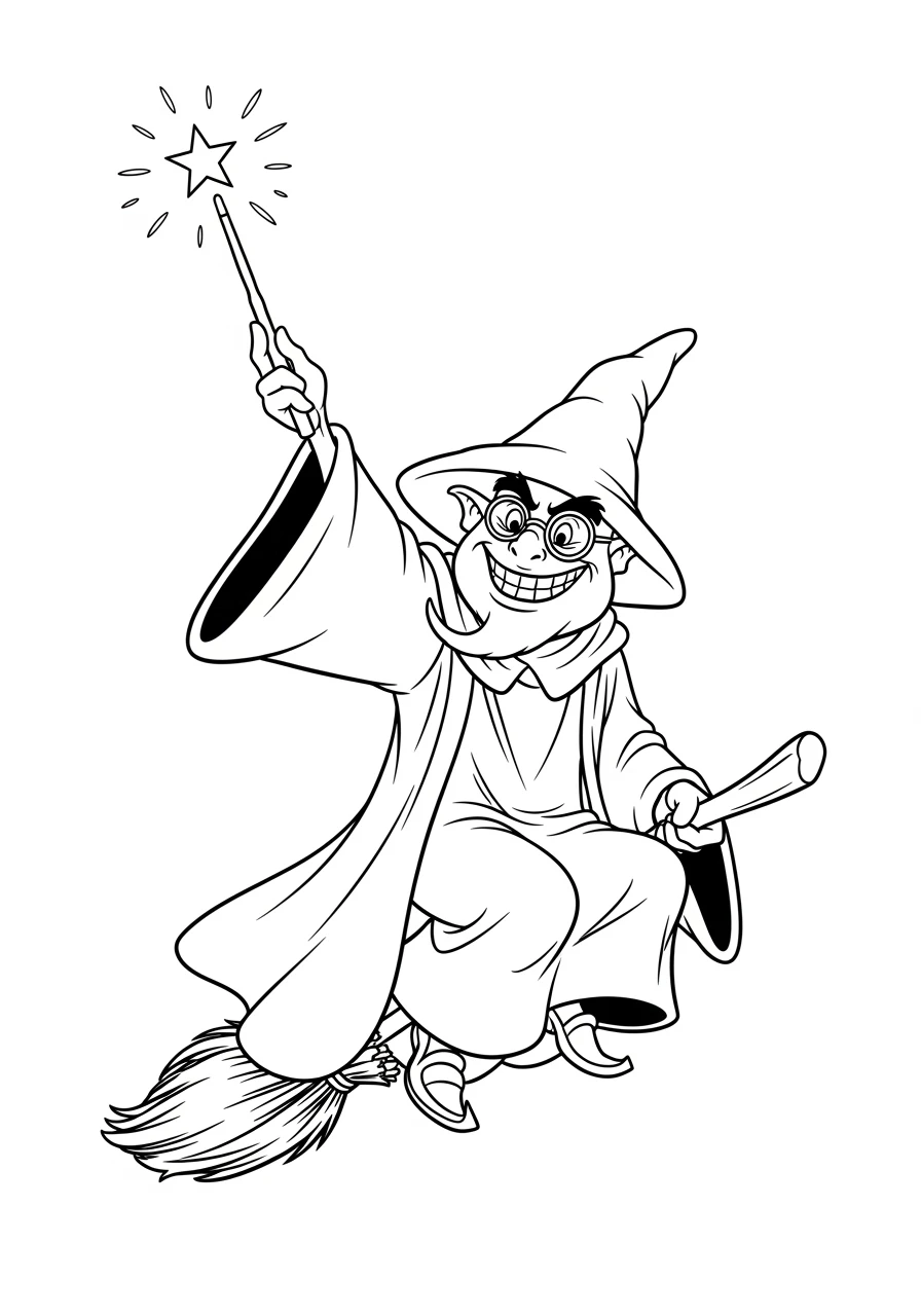 Zauberer Kamek auf seinem Besenstiel