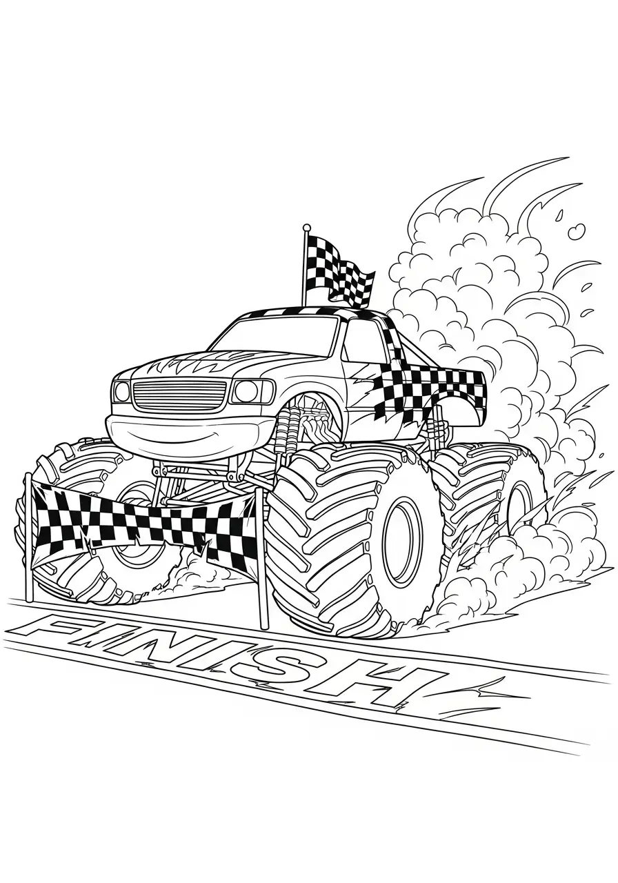 Monstertruck an der Ziellinie