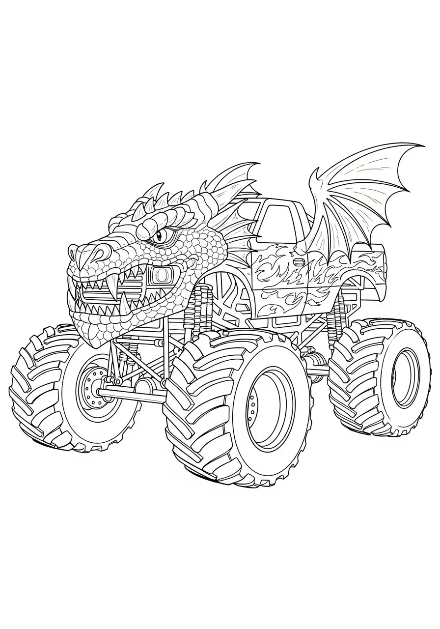 Monstertruck mit Drachenkopf