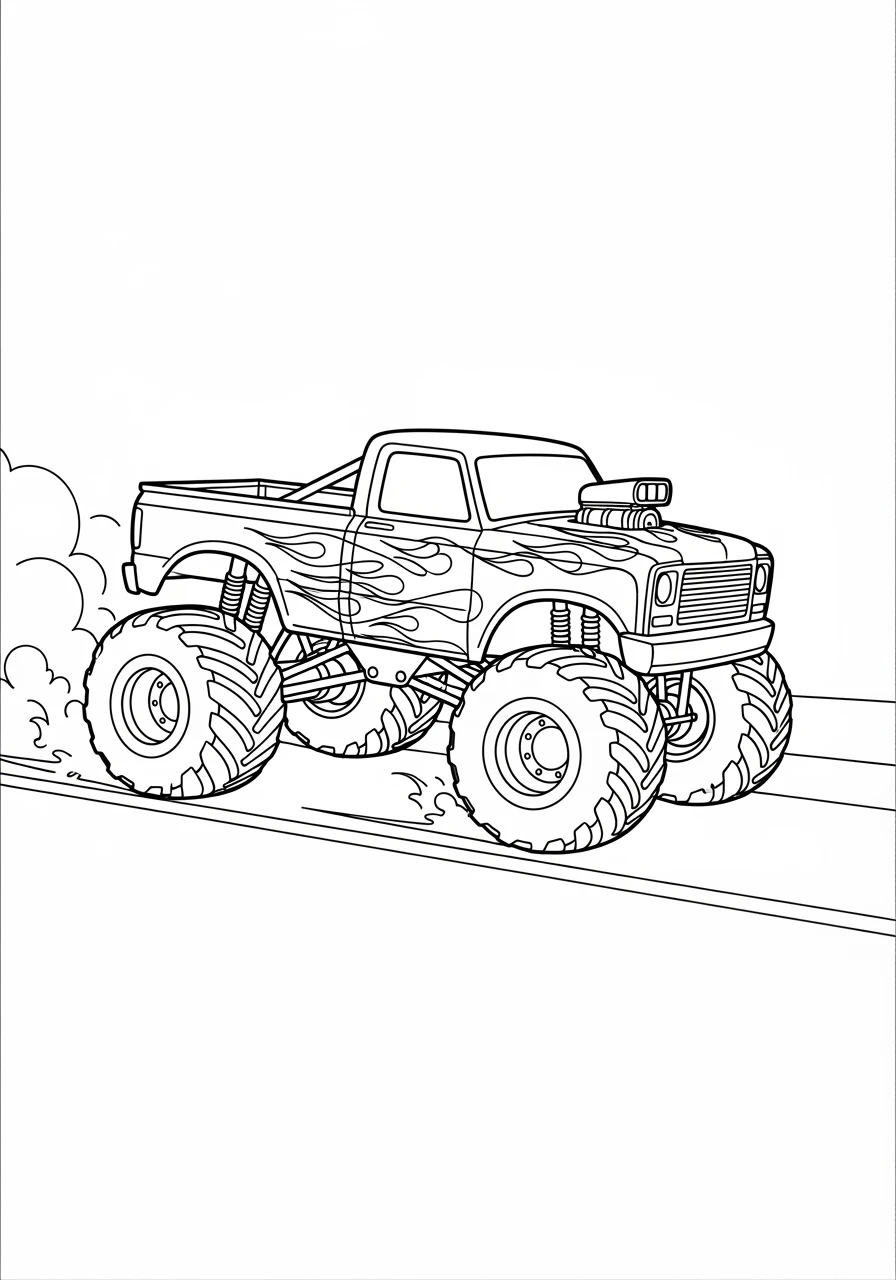 Monstertruck mit Hot-Rod-Flammen