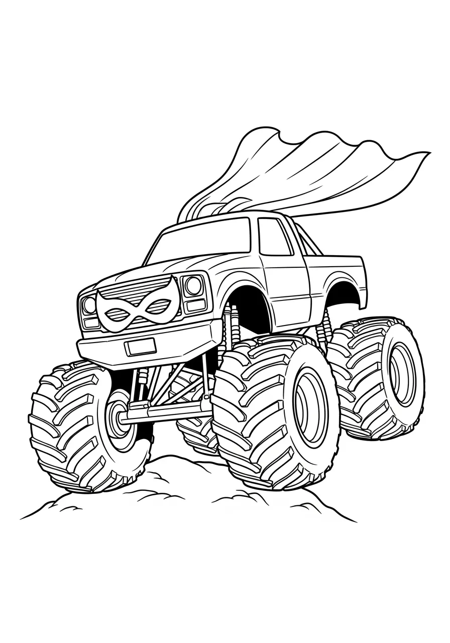 Monstertruck mit Maske und Umhang