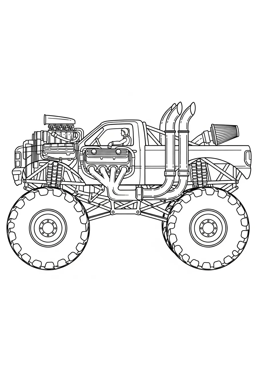 Monstertruck mit sichtbarem Motor