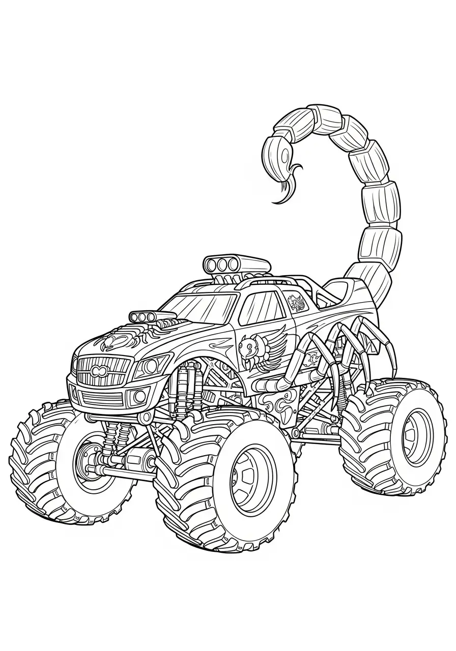 Monstertruck mit wildem Skorpionschwanz