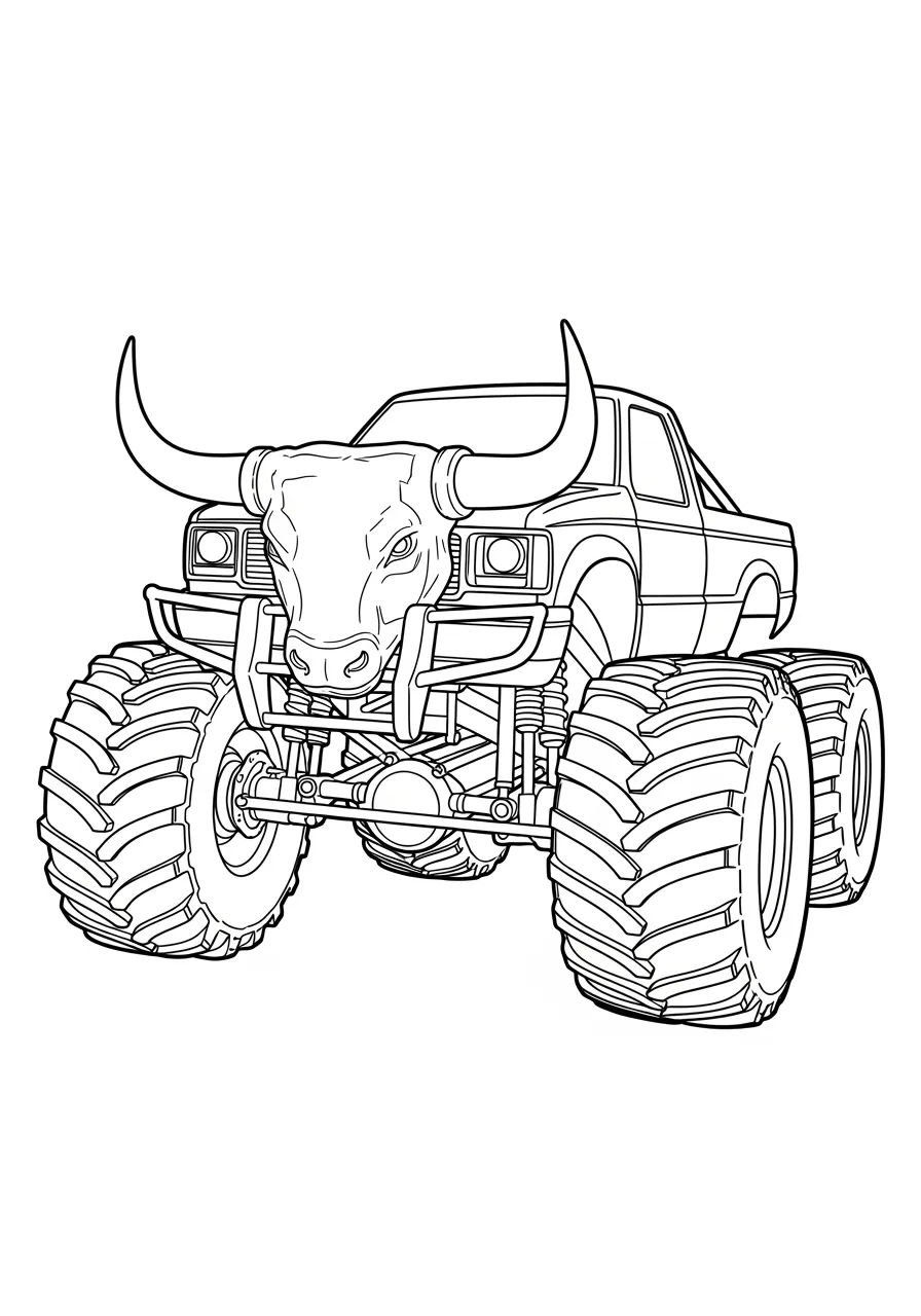 Stürmender Monstertruck mit Stierhörnern