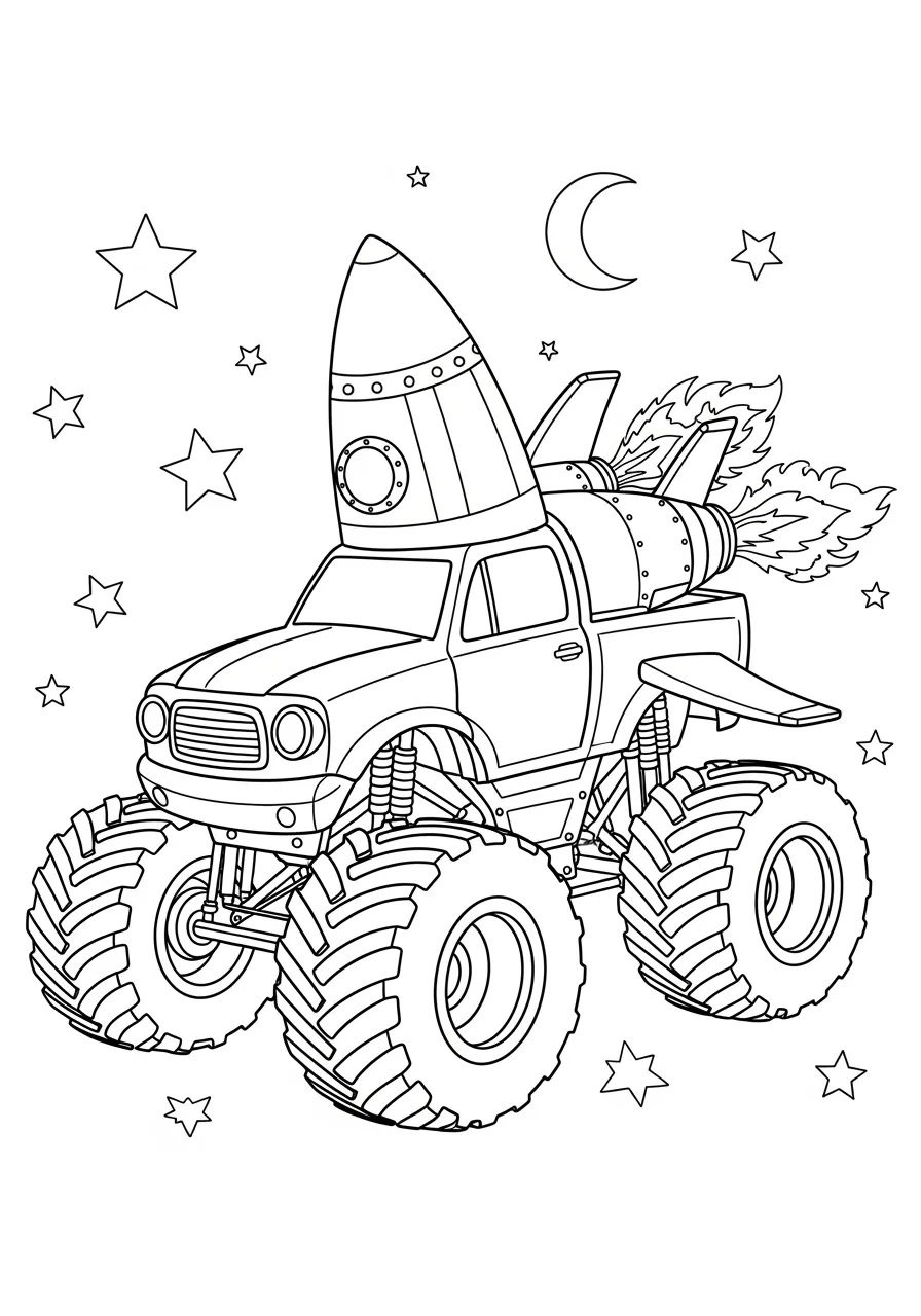 Weltraum Monstertruck Ausmalbild
