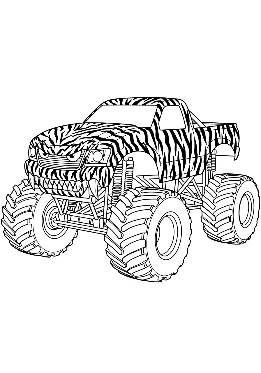 Wilder Monstertruck im Tiger-Design