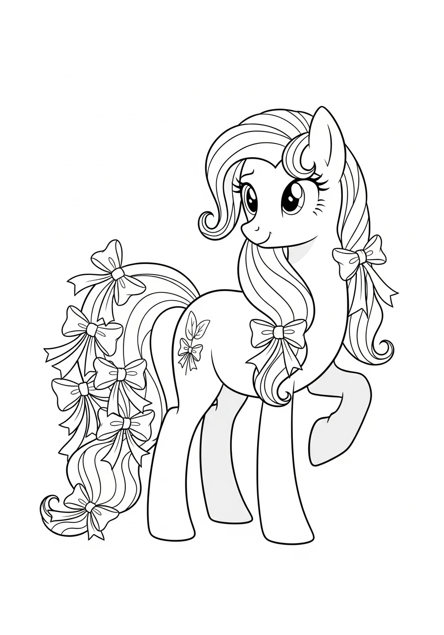 Elegantes Pony mit vielen Schleifen