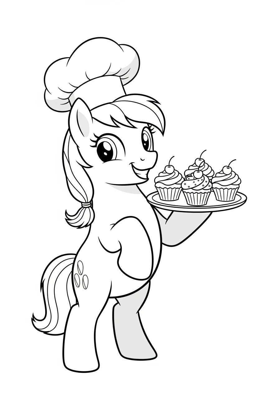 Pony-Bäcker mit süßen Cupcakes
