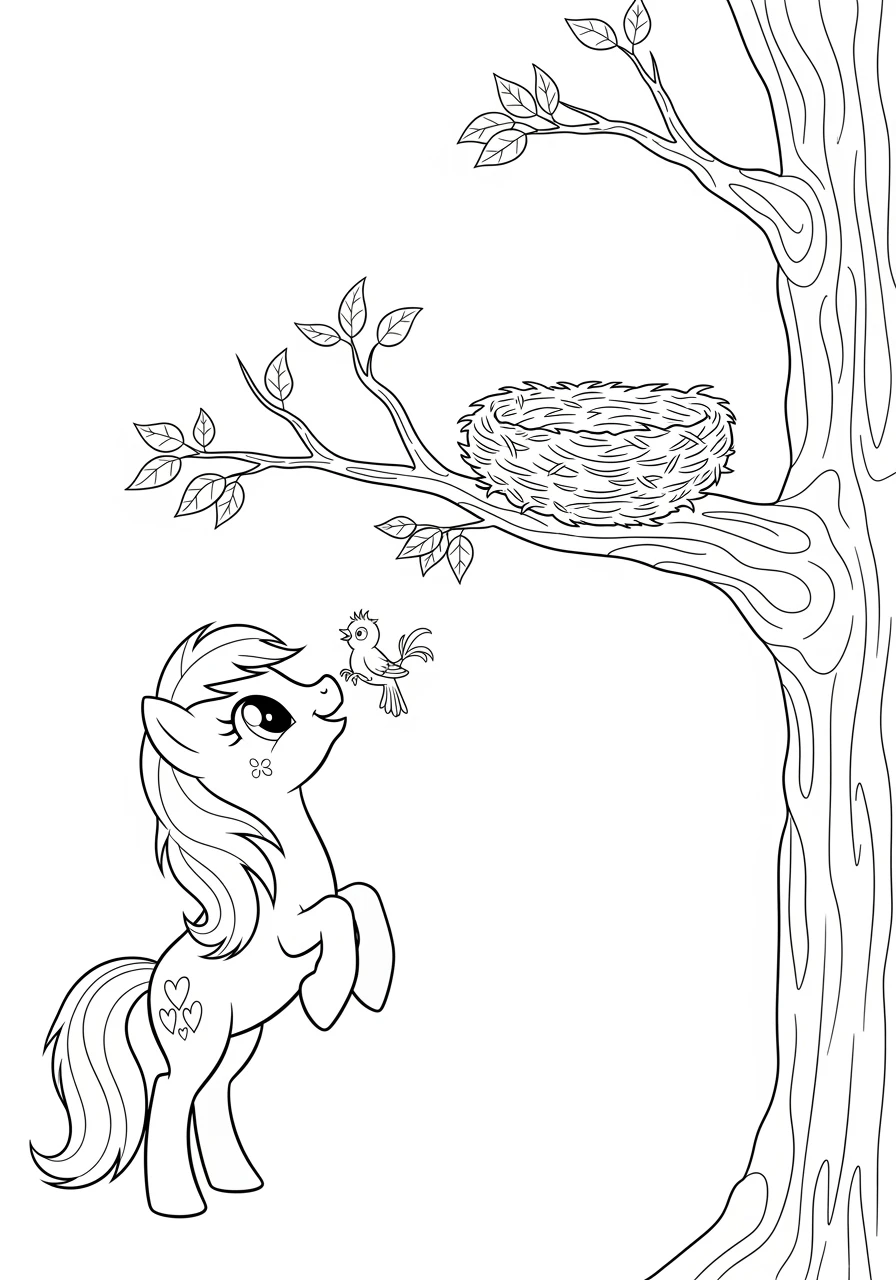 Pony hilft kleinem Vogel