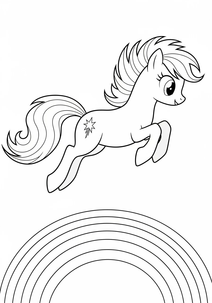 Pony springt über den Regenbogen