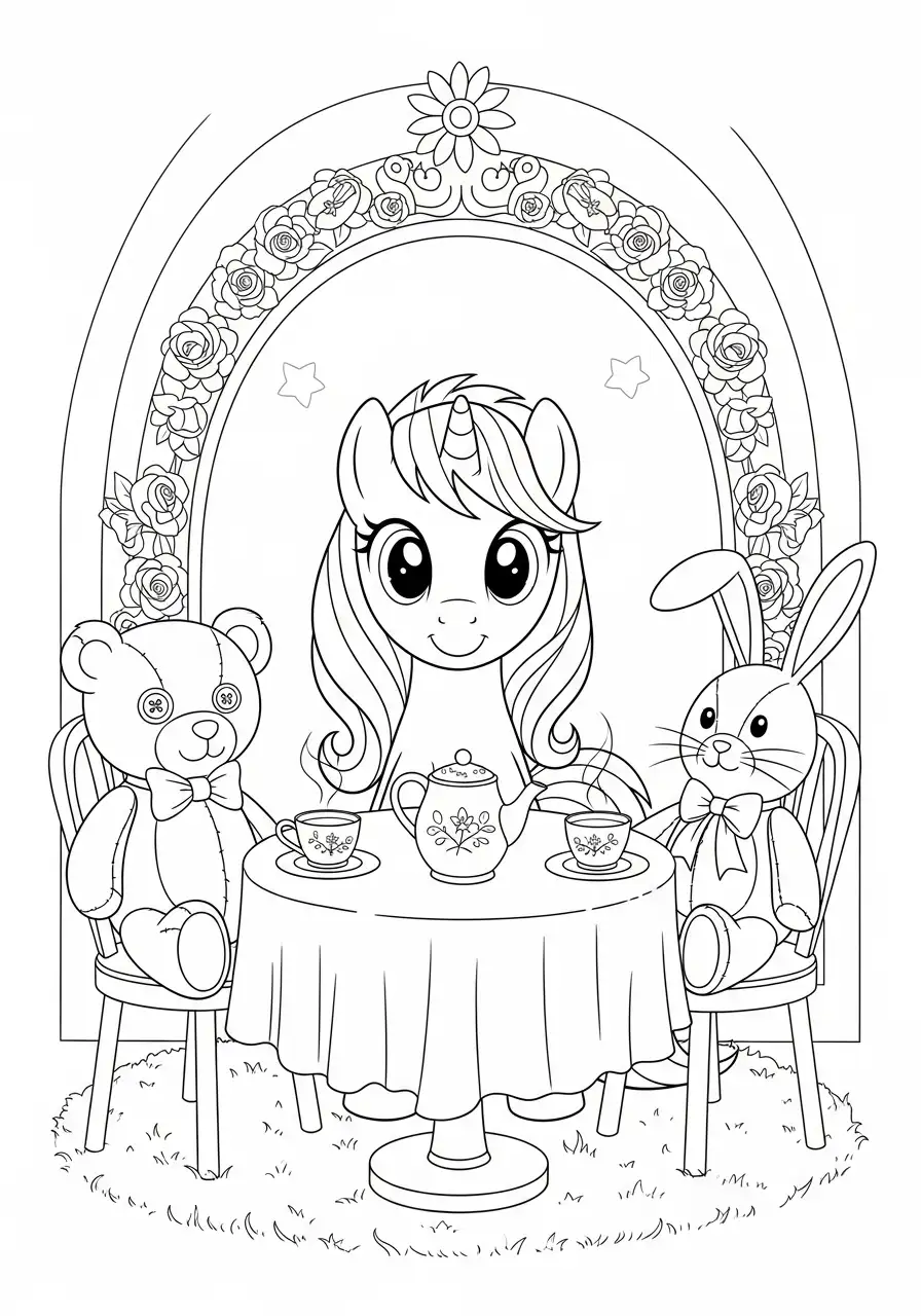 Pony Teeparty mit Stofftieren