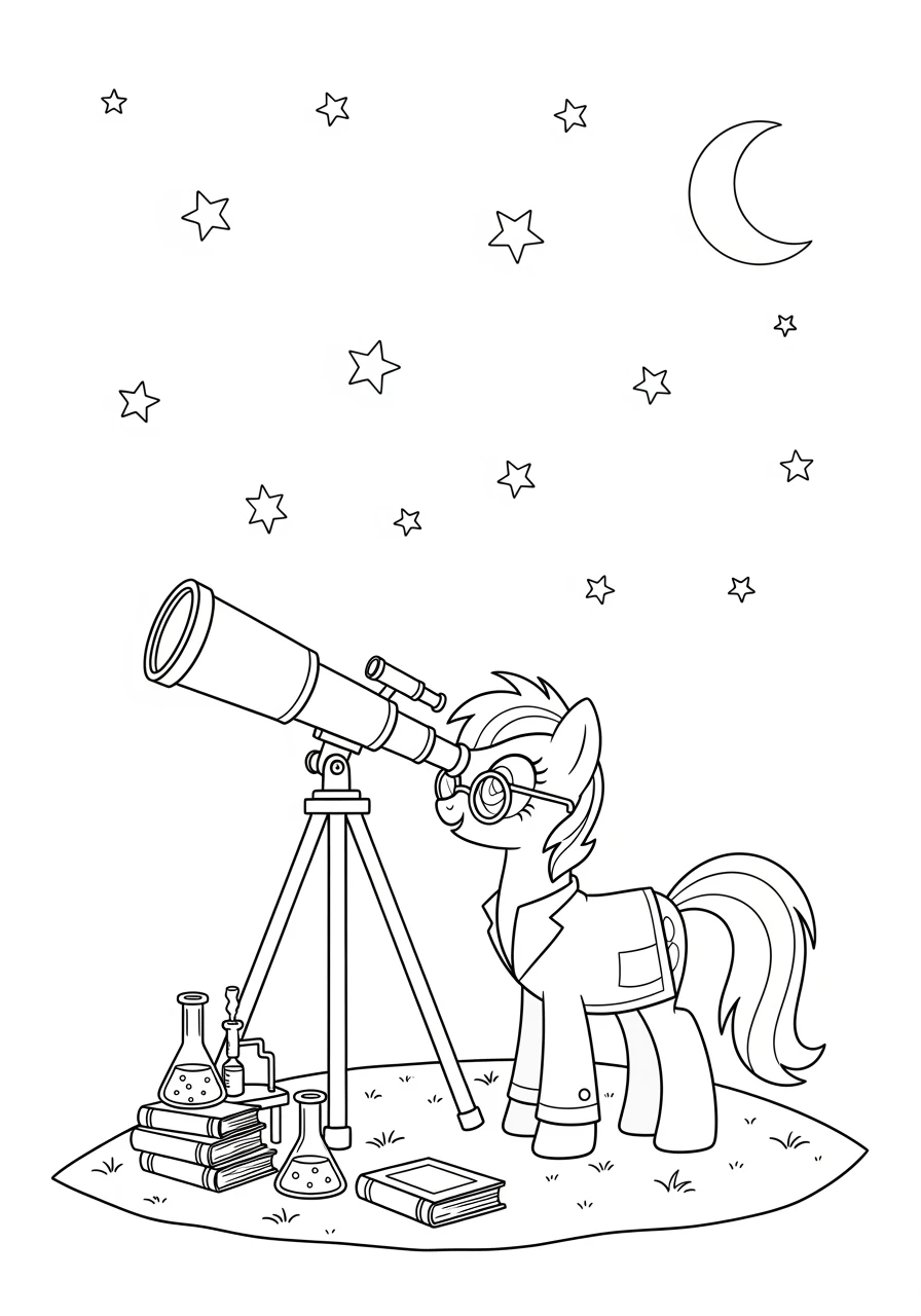 Pony-Wissenschaftler am Teleskop