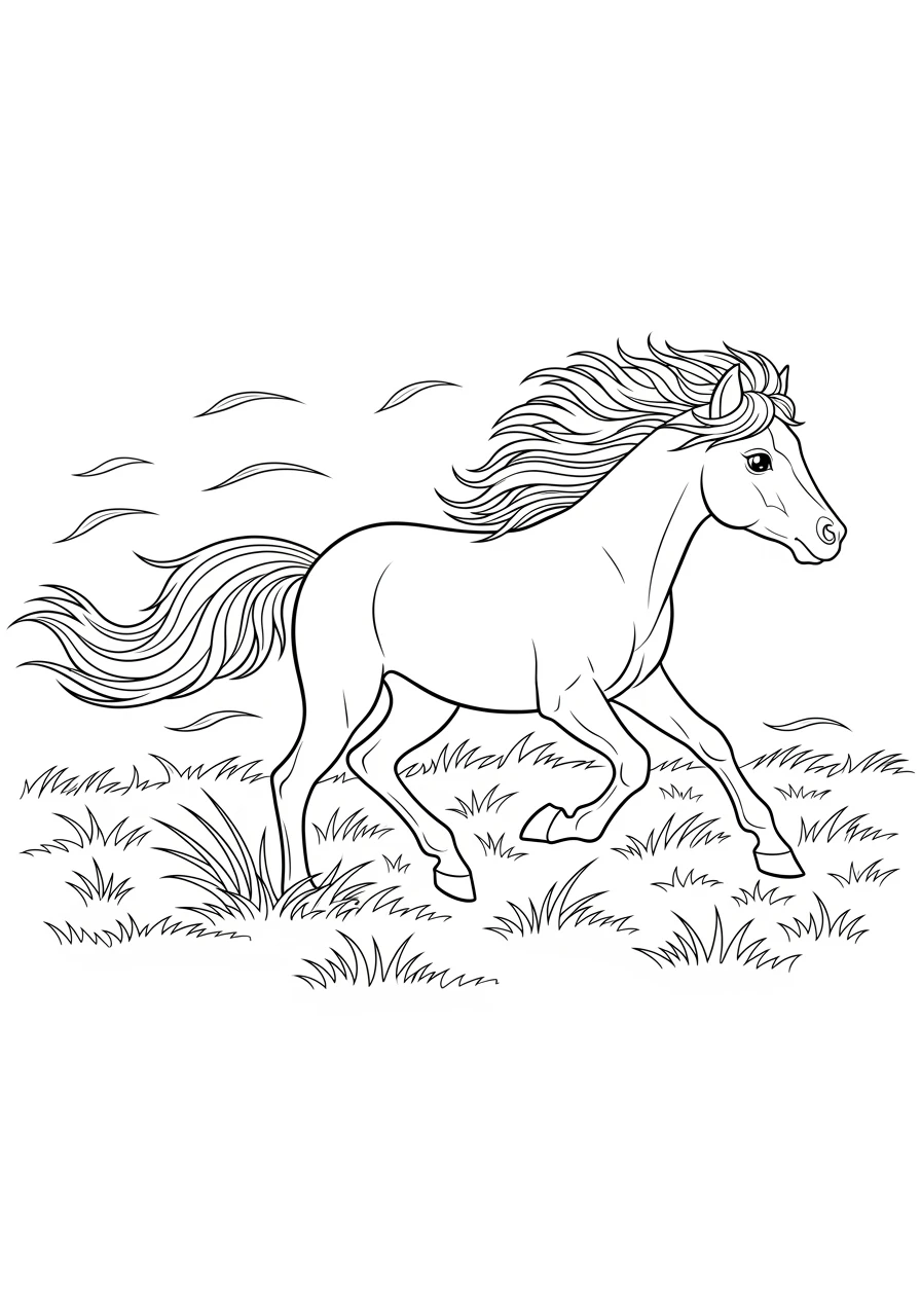 Schnelles Pony auf der Wiese