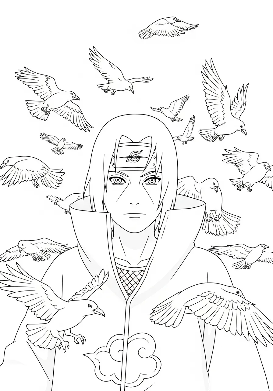 Itachi Uchiha und schwarze Krähen