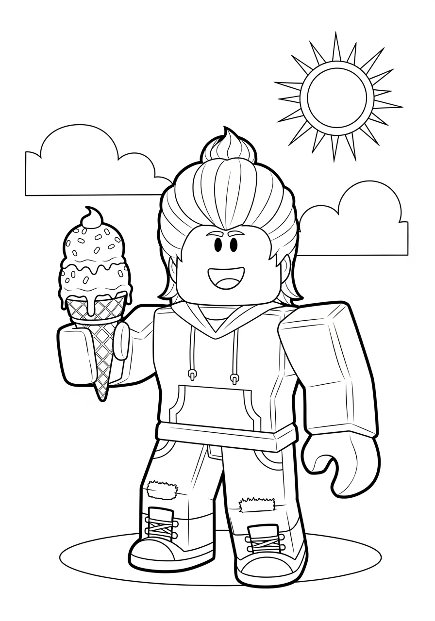 Roblox-Charakter mit leckerem Eis