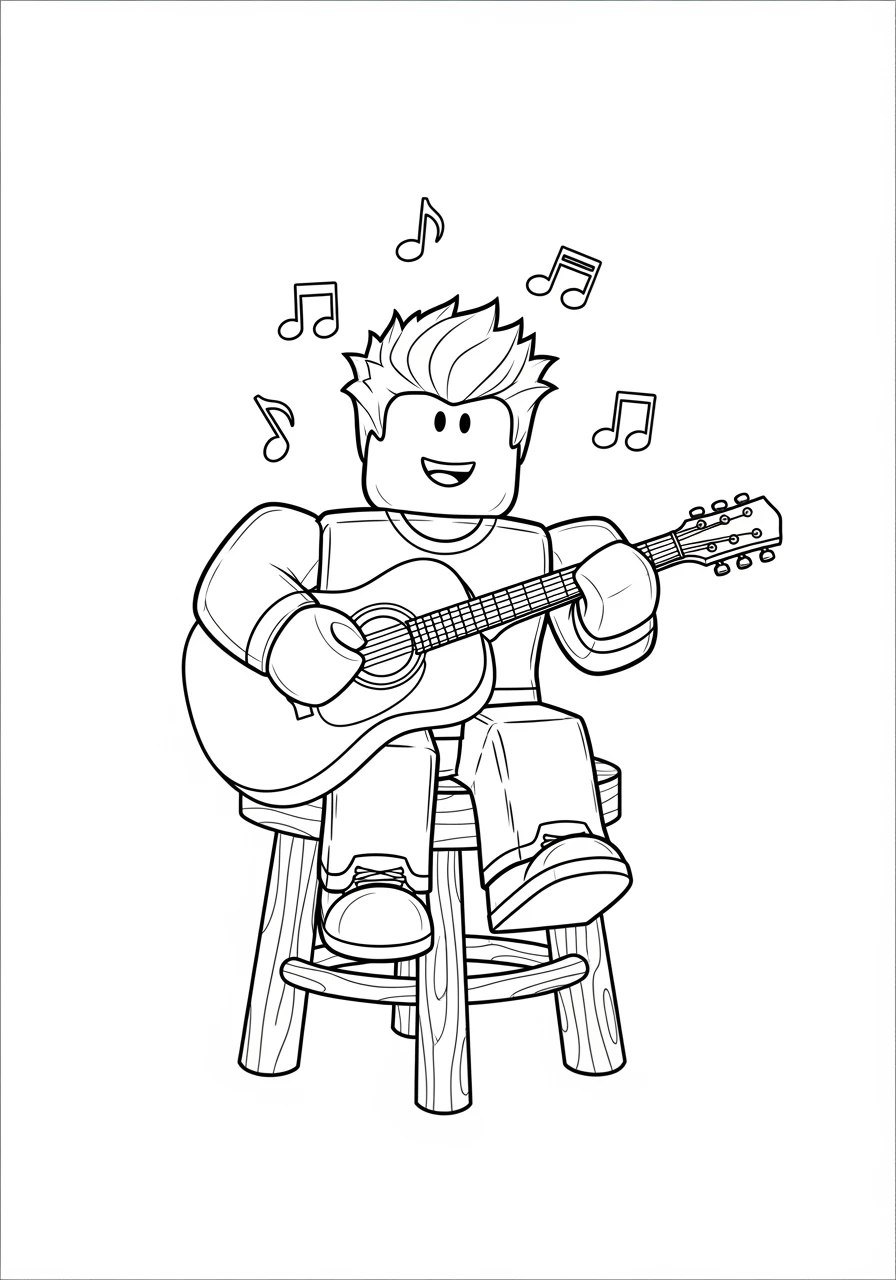 Roblox-Figur mit Gitarre
