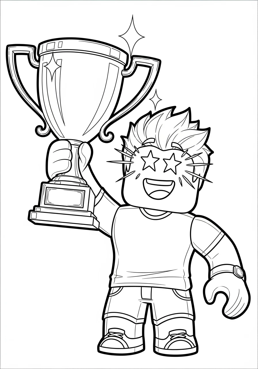 Roblox-Held mit goldenem Pokal