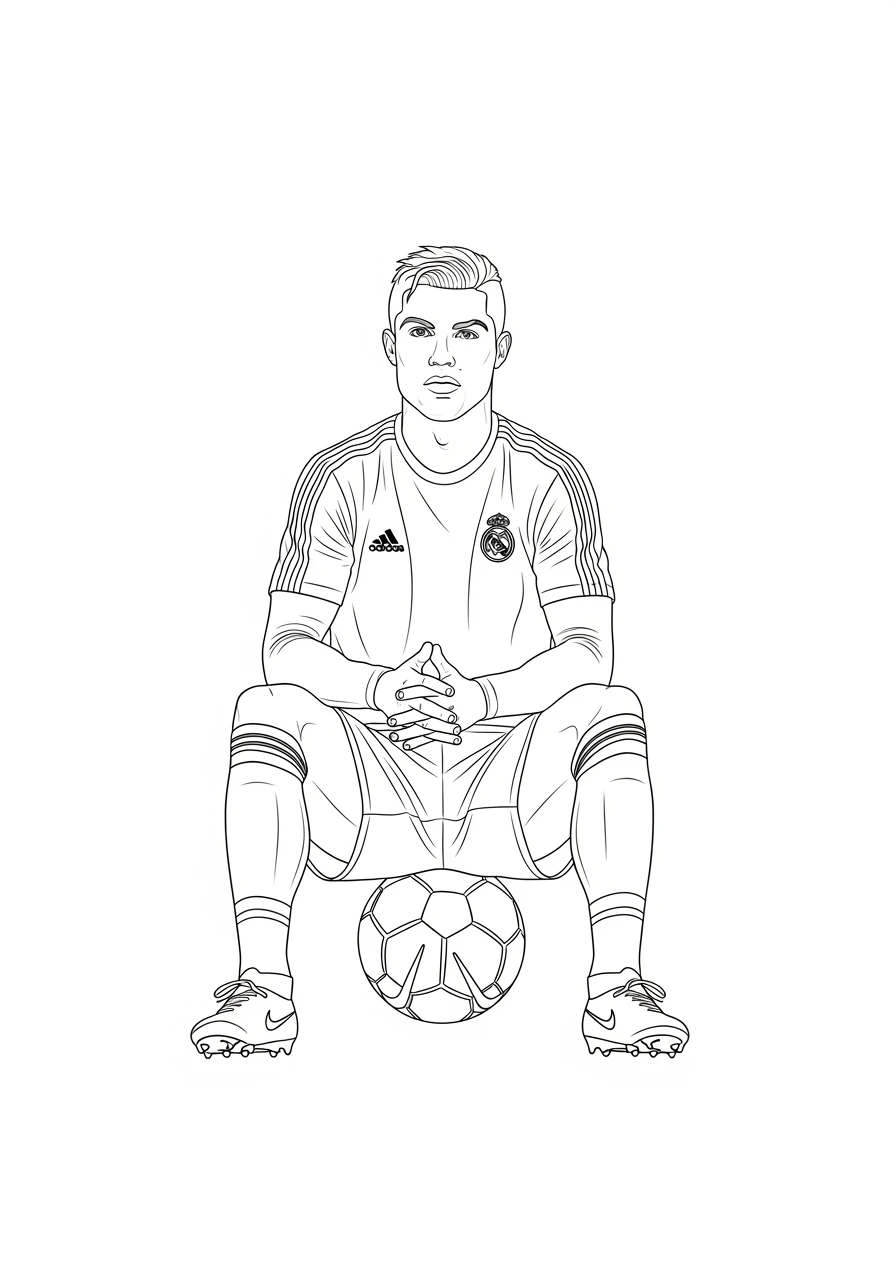 Ronaldo pausiert auf einem Fußball