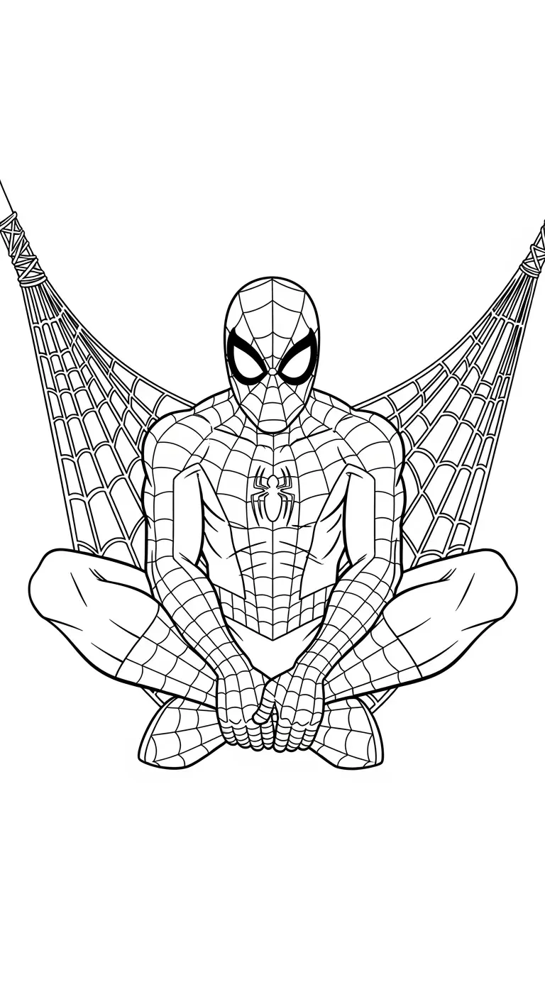 Spiderman in einer Netzhängematte