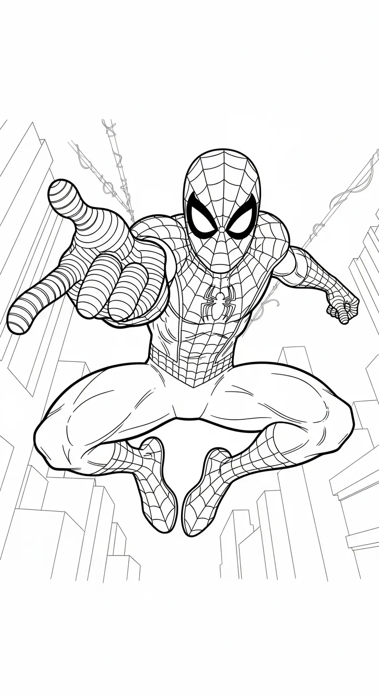 Spiderman schwingt durch die Stadt