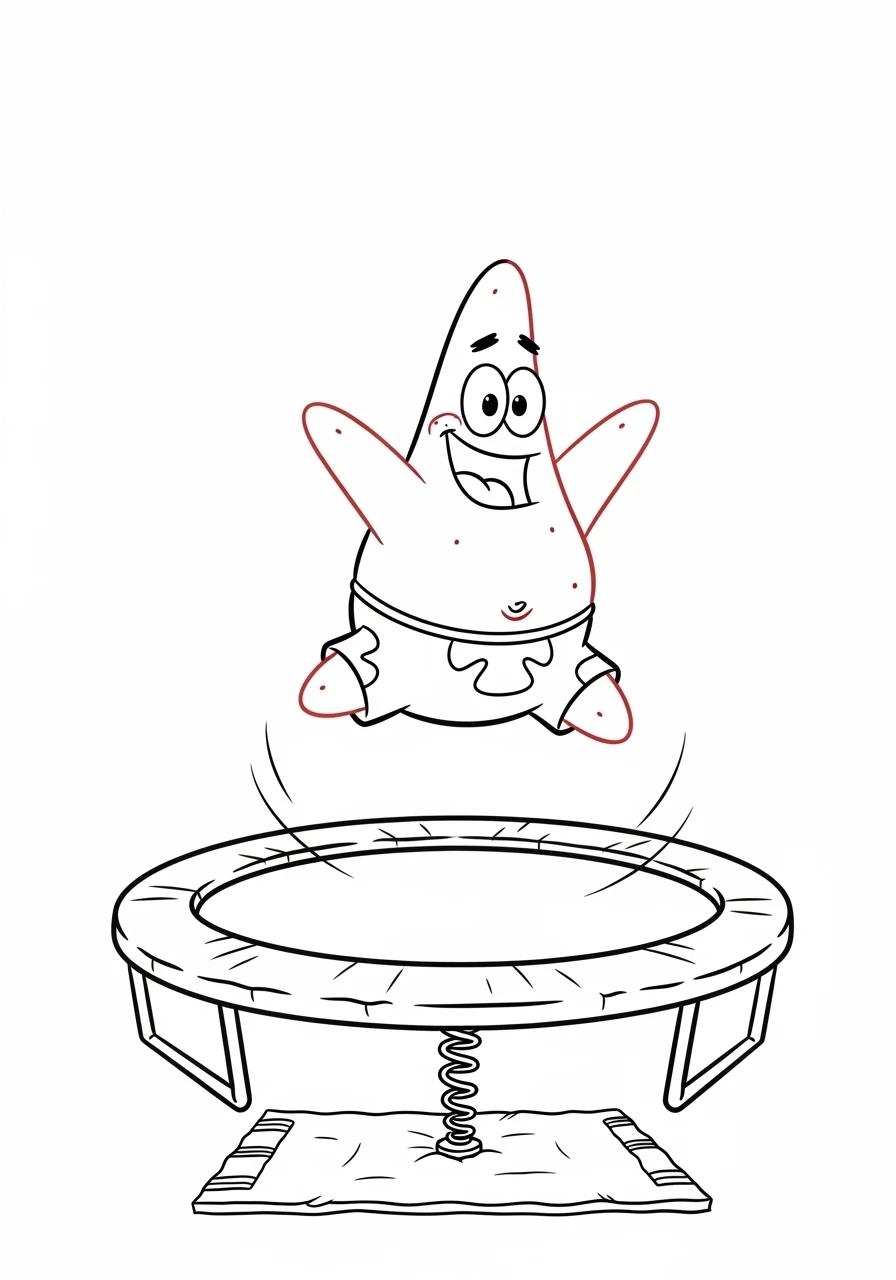 Patrick Star auf dem Trampolin