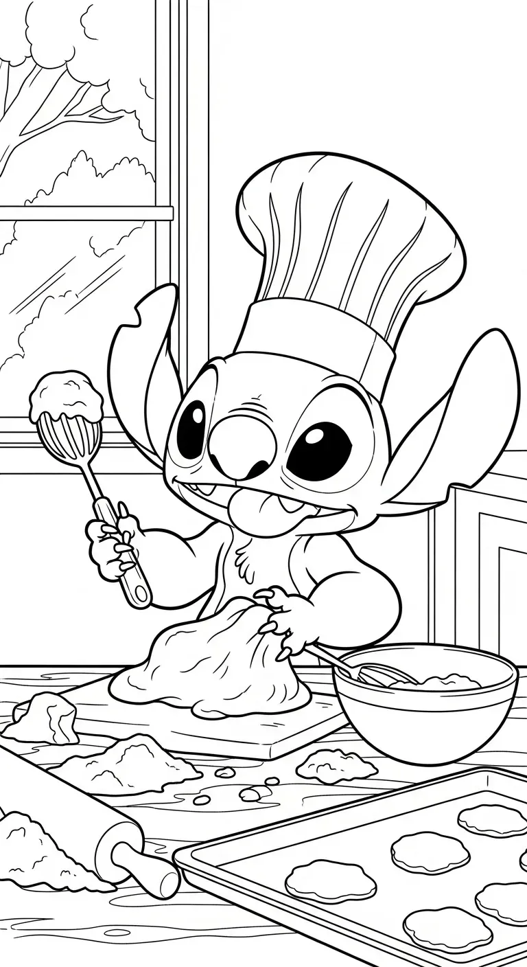 Stitch bäckt leckere Kekse