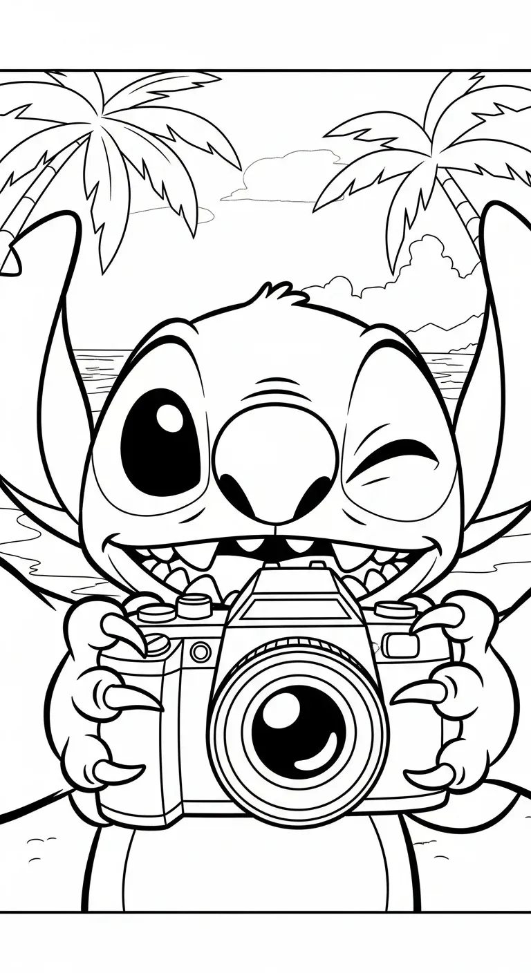 Stitch fotografiert am Strand