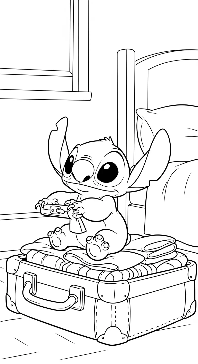 Stitch packt seinen Koffer