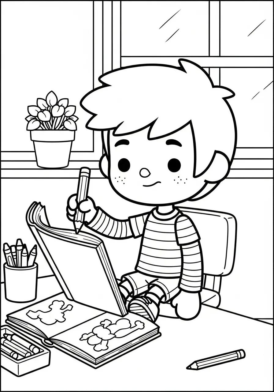 Leon von Toca Boca zeichnet