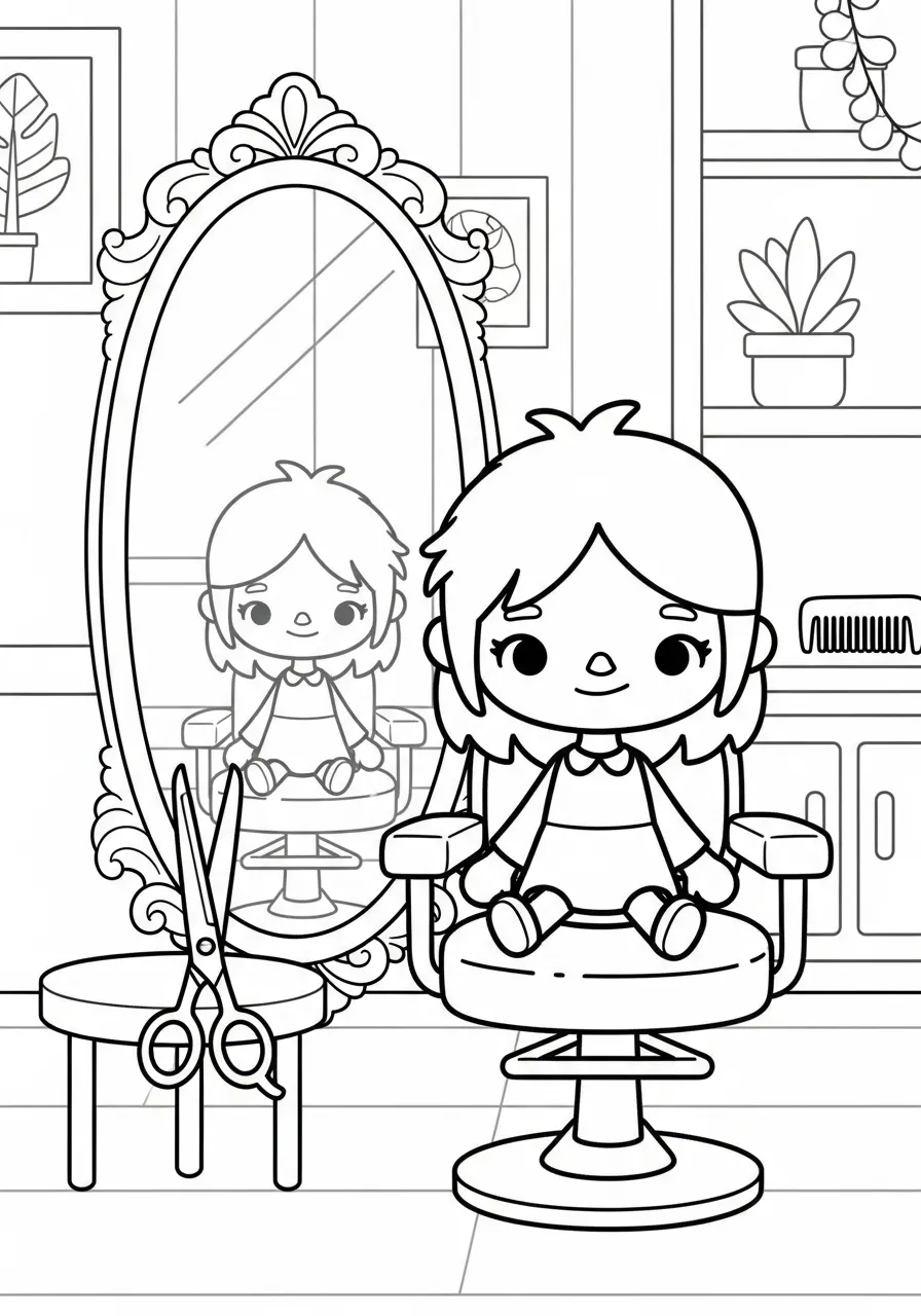 Toca Boca Figur beim Friseur