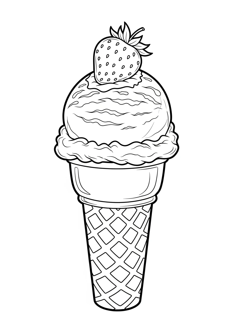 Ice cream cone with strawberry