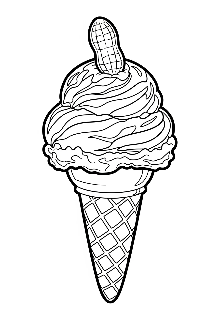 Ice cream cone with peanut