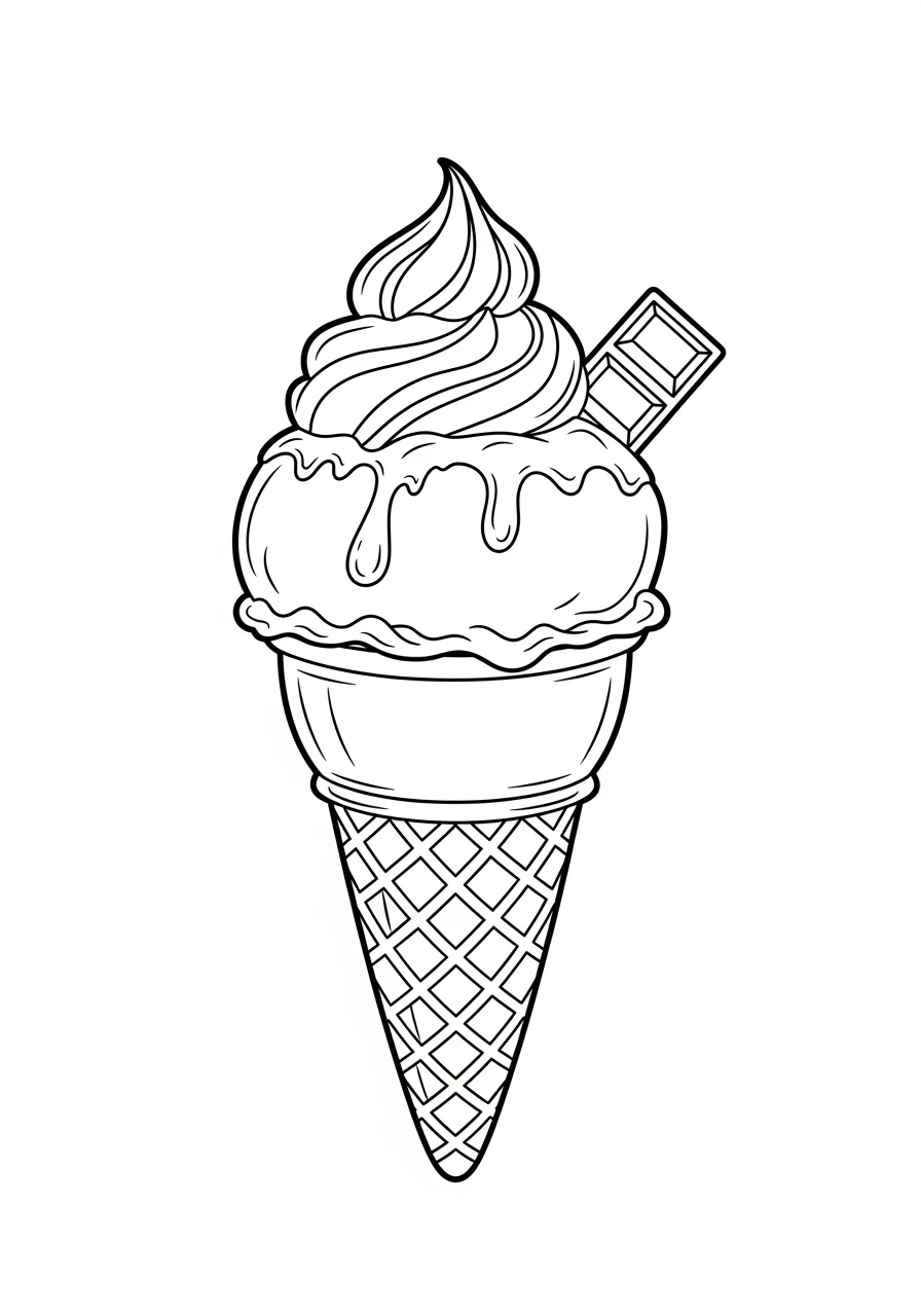 Ice cream cone with chocolate