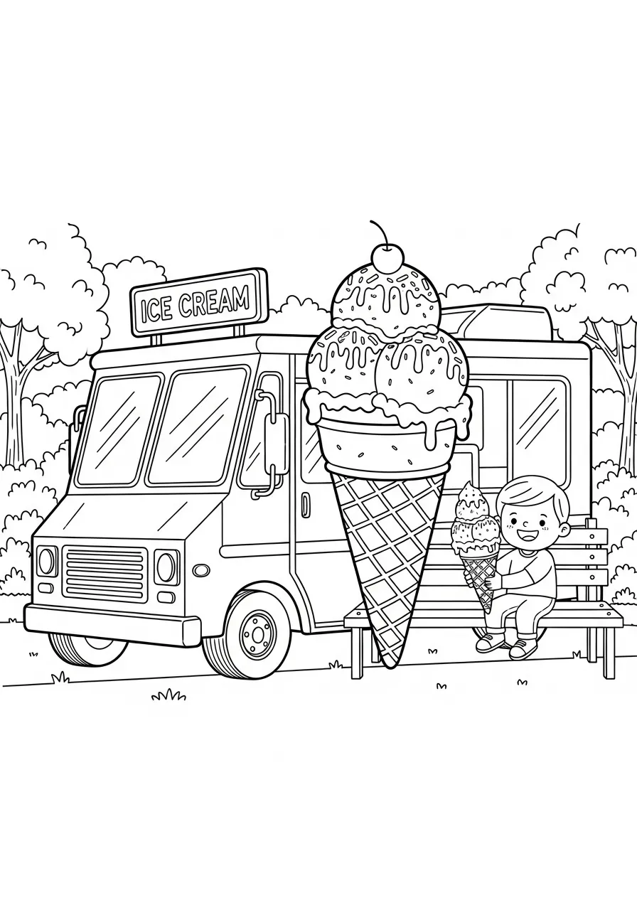 Ice cream truck with a cone