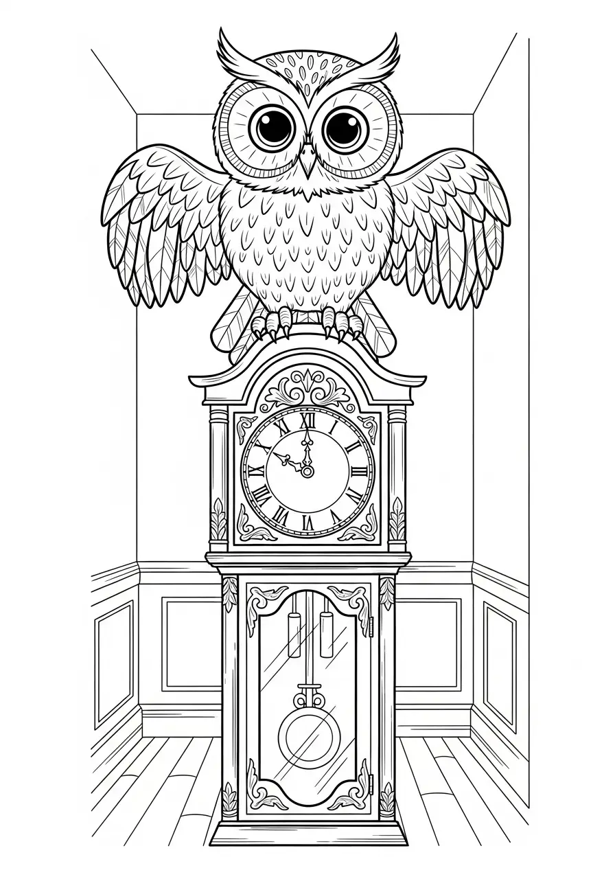 Eule auf einer Standuhr