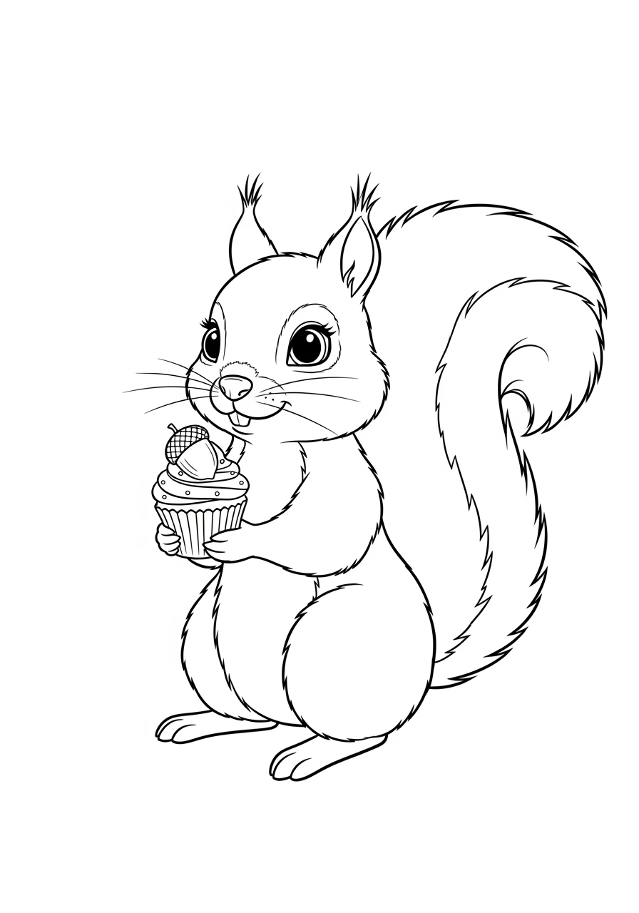 Eichhörnchen mit Geburtstags-Cupcake