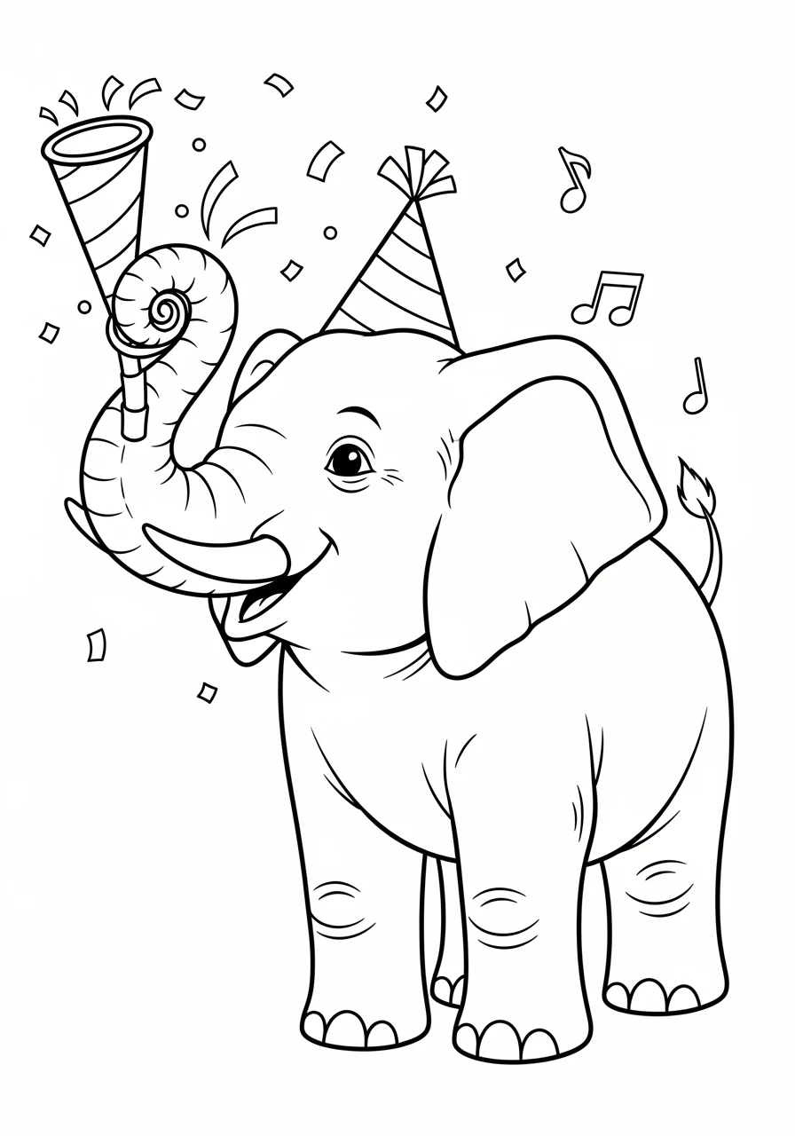 Elefant mit einer Partytröte