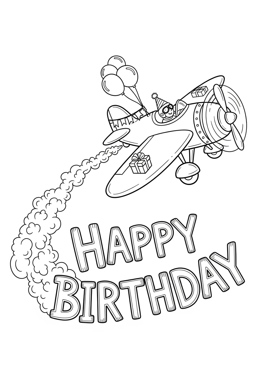 Flugzeug mit Geburtstagsbanner