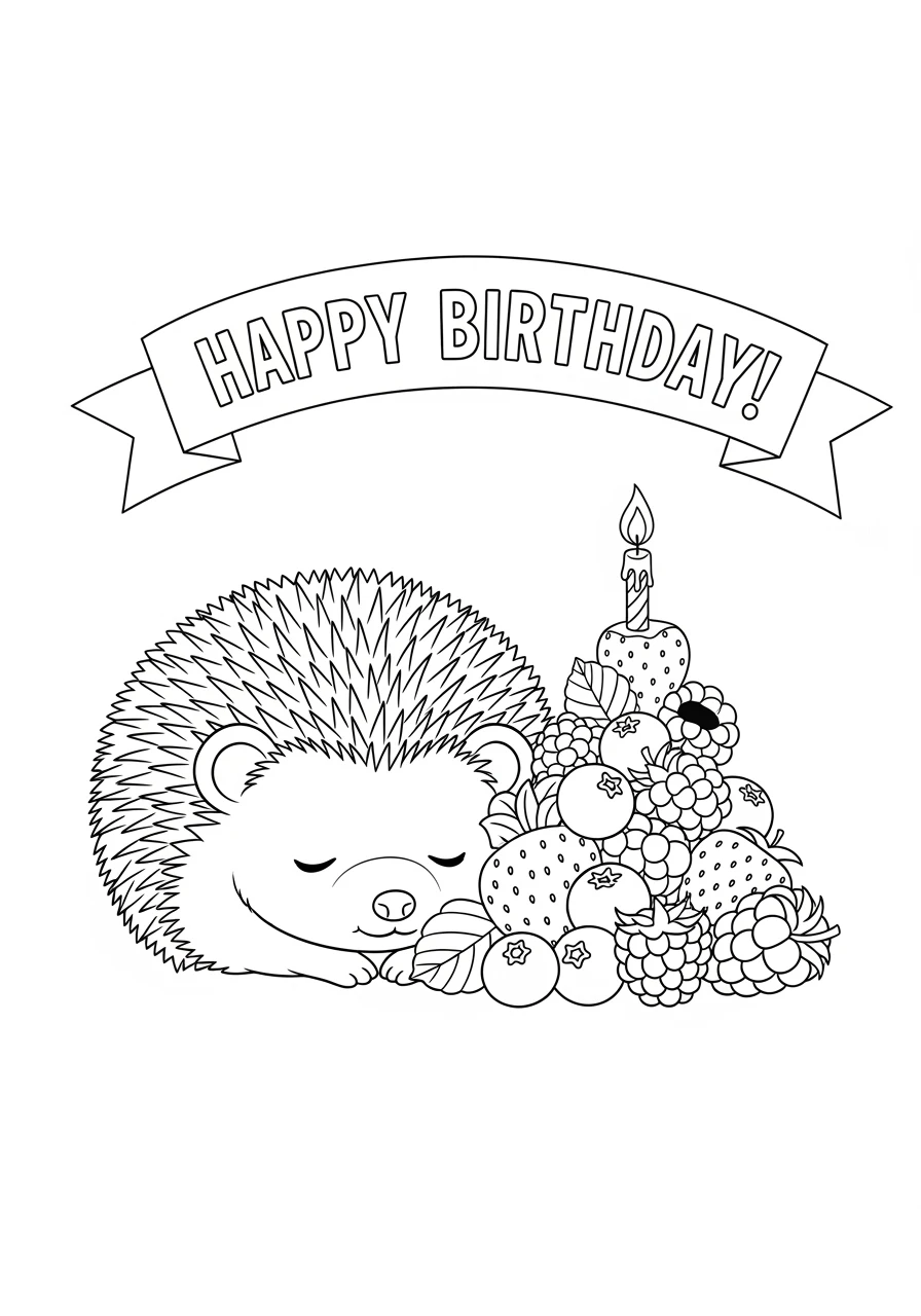 Igel mit Geburtstagsbeeren