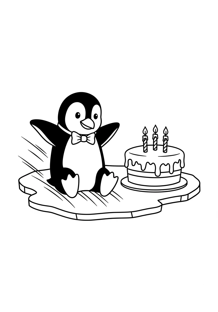 Pinguin feiert Geburtstag auf Eis
