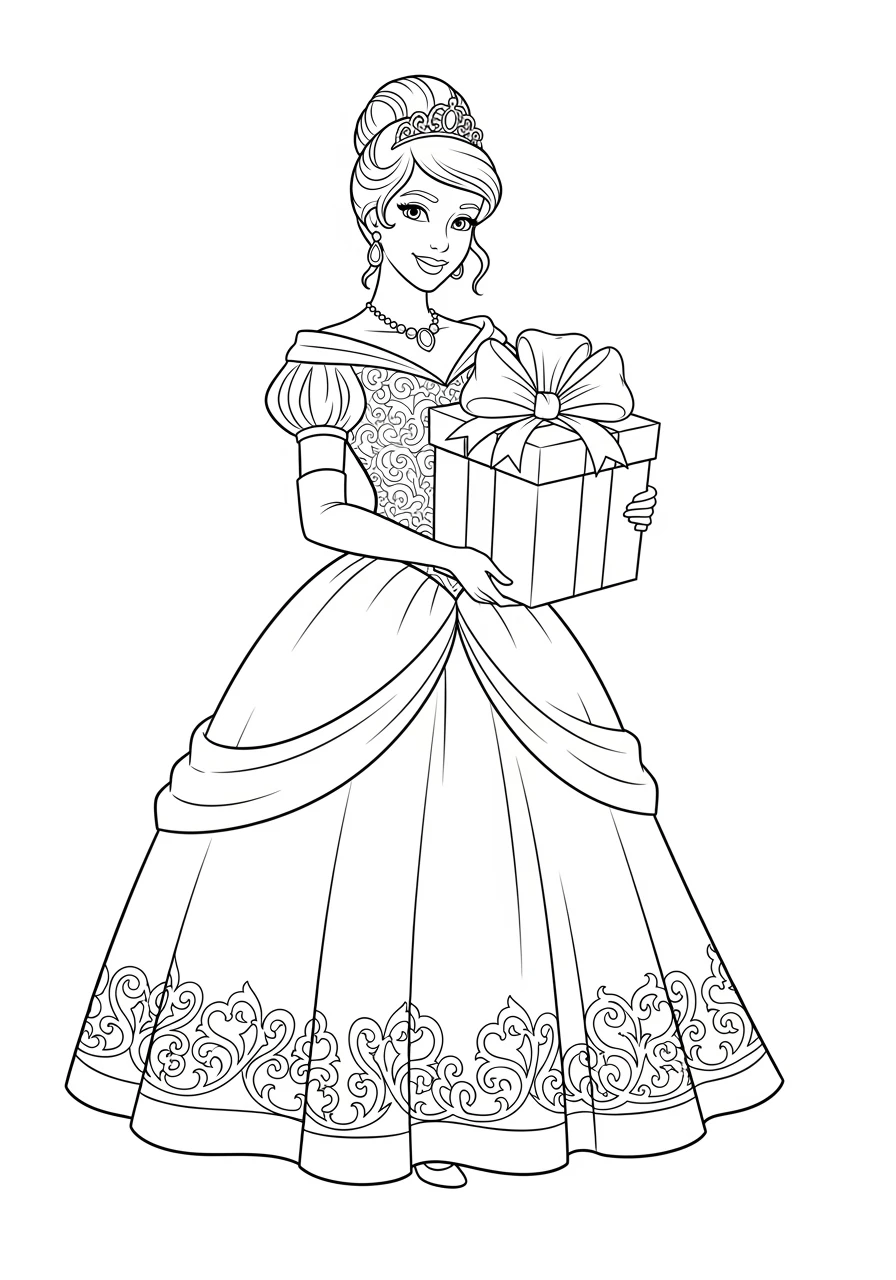 Prinzessin mit großem Geburtstagsgeschenk