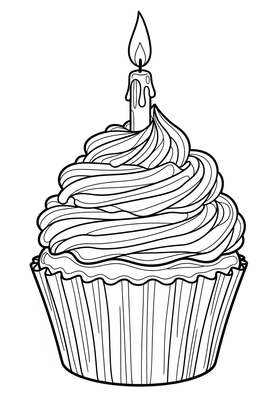 Süßer Cupcake mit brennender Kerze