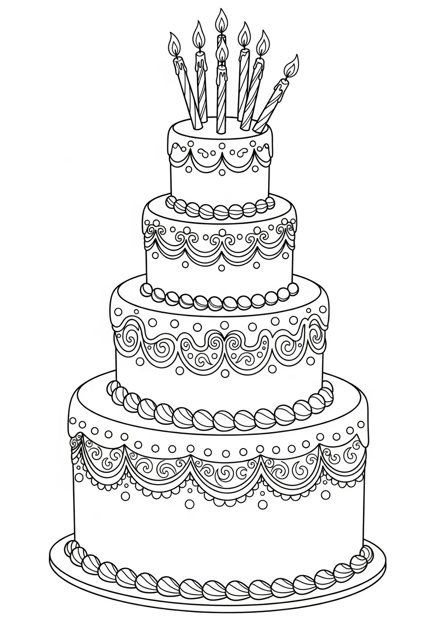 Torte als Ausmalbild Geburtstag